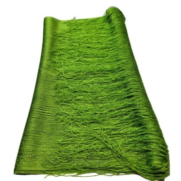 Lime Green Glitter Embellish Long Rectangular Scarf Tassel Shawl - Picture 4 of 13